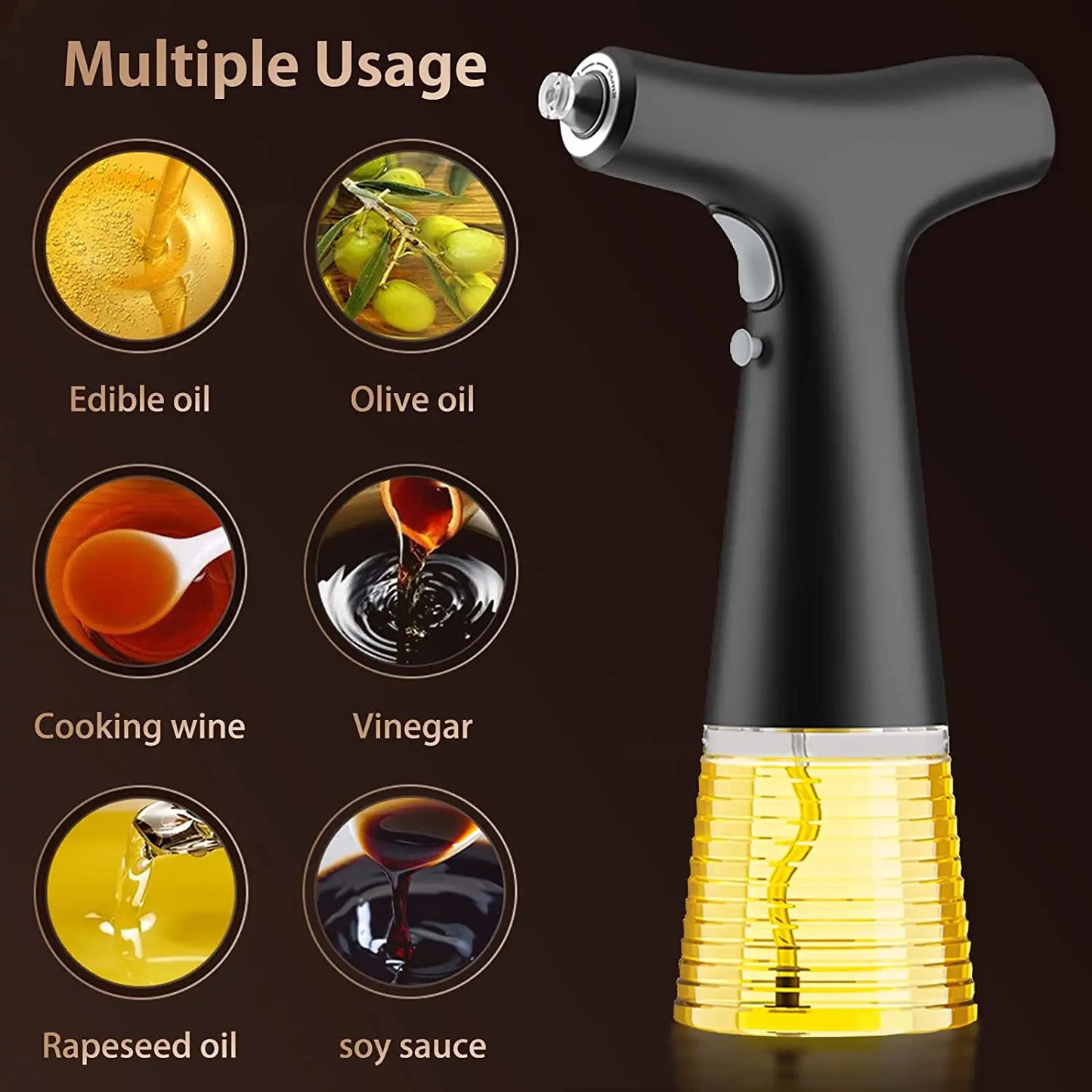 Electric Olive Oil Sprayer – Automated Oil, Vinegar & Soy Sauce Dispenser Bottle