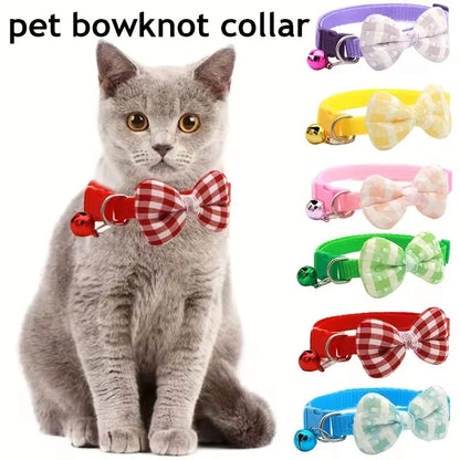 1 Piece Adjustable Plaid Cat Collar Tie Knot