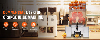 Orange Juicer Machine – Stainless Steel Automatic Orange Squeezer with Water Tap, 240W Motor, 20 Oranges/Min Output, NS-2000E-2T