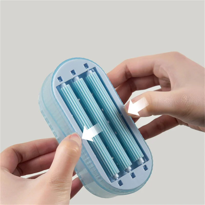 Multifunctional Soap Box with Built-In Roller Brush & Drainage