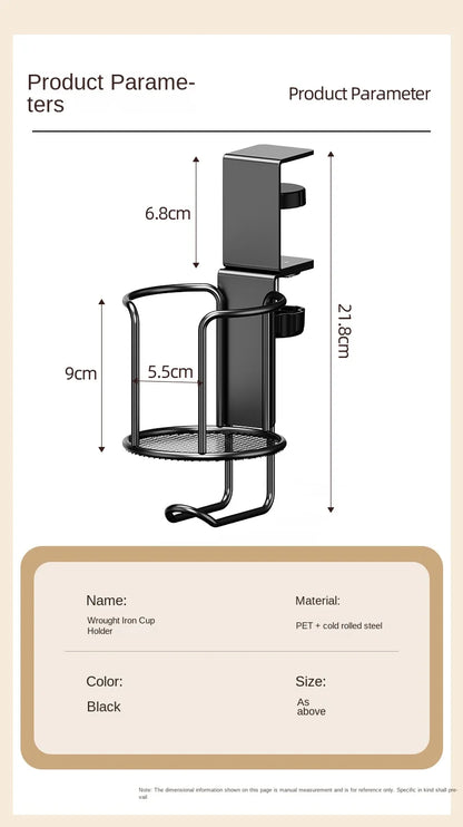 Upgrade 360° Rotating Cup Holder – Drill-Free Arm Clamp Mount for Desk or Table Edge | Anti-Spill & Anti-Fall Secure Cup & Tumbler Holder