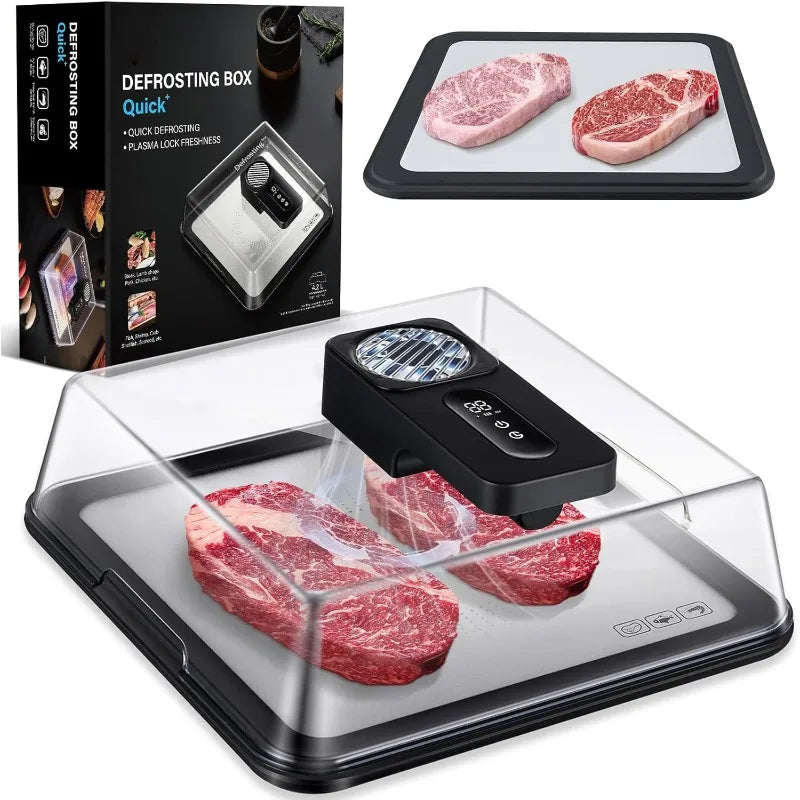 Rapid Defrosting Tray for Frozen Meat, Airflow Technology Thawing Mat Black