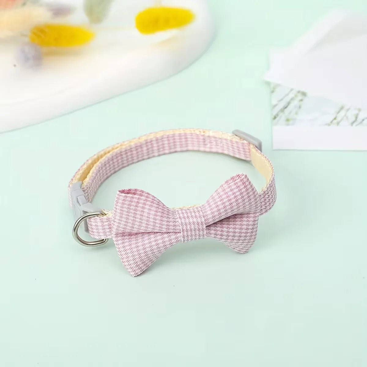 1 Piece Adjustable Plaid Cat Collar Tie Knot