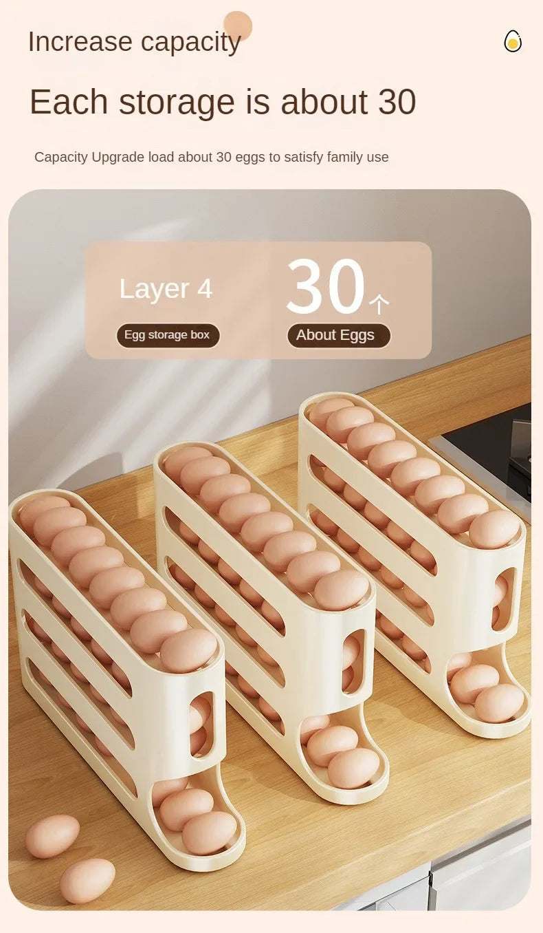 2-4-layer Slide Egg Storage Box Ladder Style Egg Box Storage Refrigerator Side Door Large Capacity Automatic Egg Rolling Machine