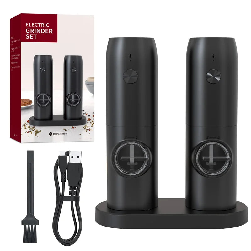 Automatic Electric Salt and Pepper Grinder Set – USB Rechargeable, Large Capacity, Adjustable Coarseness, Eco-Friendly Kitchen Cooking Tool