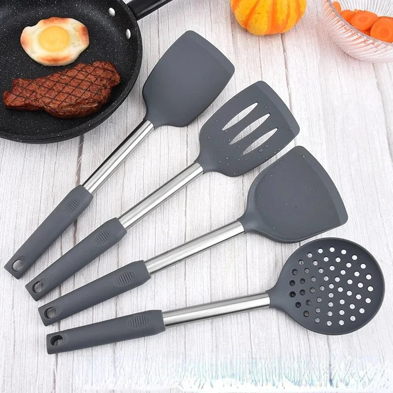 Premium 12PCS Non-Toxic Silicone Kitchen Utensils with Rotating Organizer