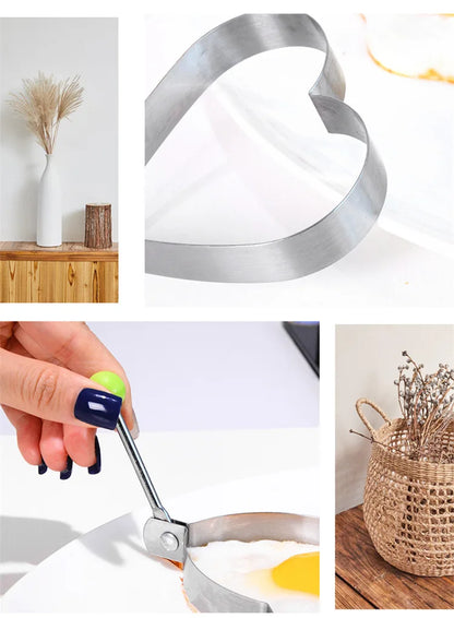 Heart-Shaped Stainless Steel Egg Frying Mold – Thickened Non-Stick Poached Egg & Pancake Ring