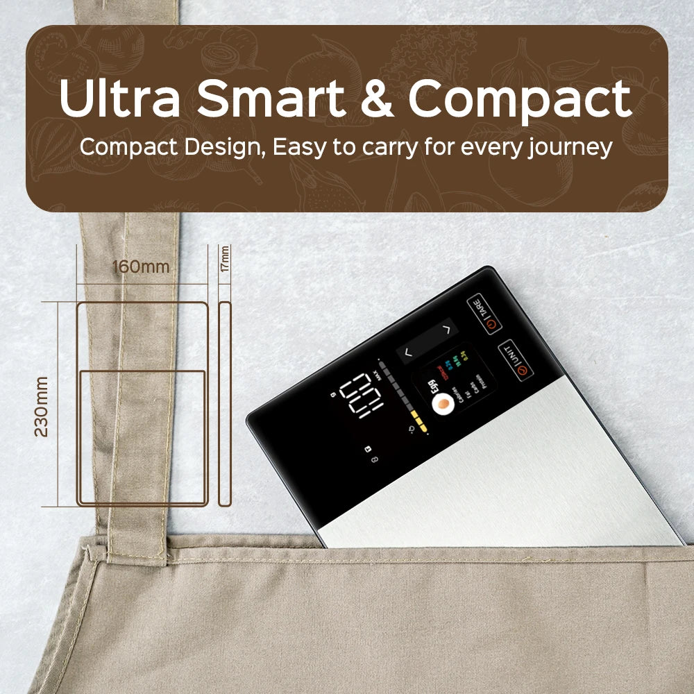 Smart Kitchen Scale – Stainless Steel Digital Food Scale with Calorie, Protein, Fat & Carb Calculator (5kg/11lb)