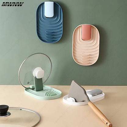 1pcs Polychrome Foldable Nordic Style Pot Holder Lid Shovel Storage Rack Practical Multifunctional Utensils for Kitchen Supplies