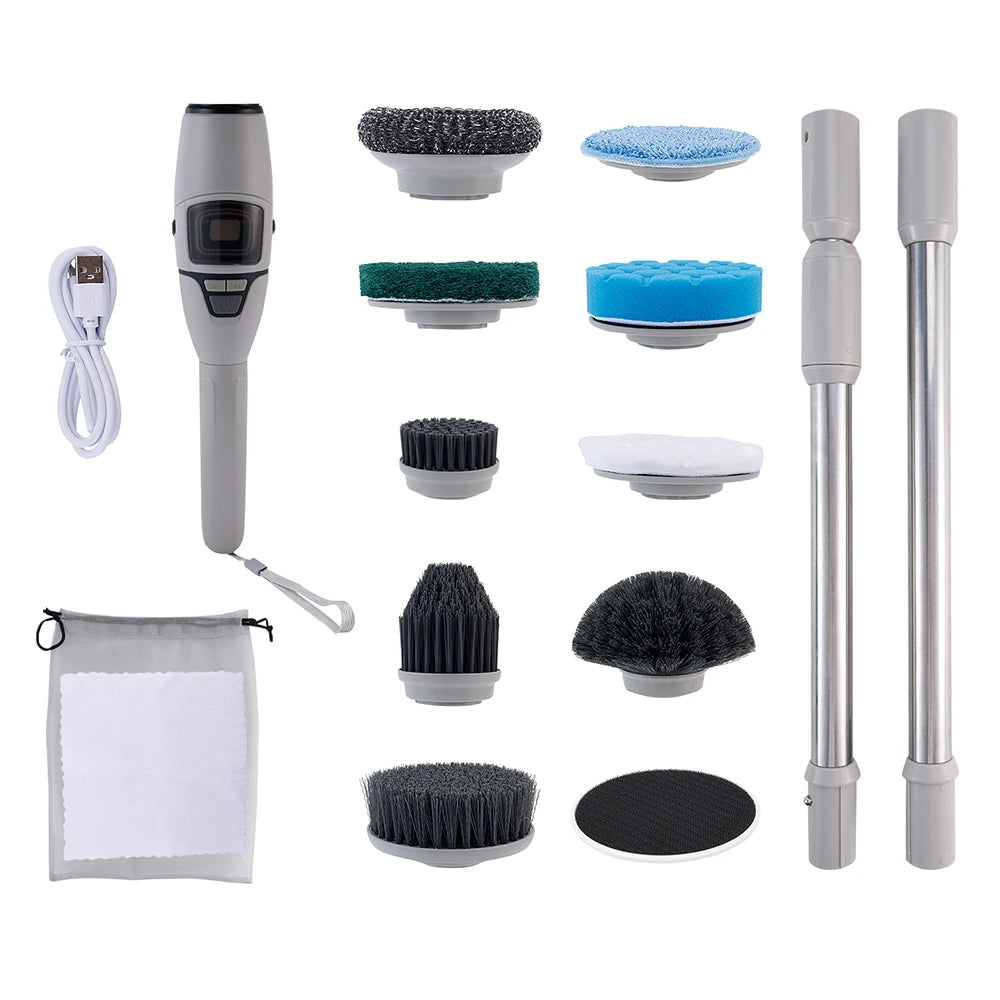 Electric Bathroom Cleaning Brush 10 in 1 Multifunctional Household Wireless Electric Spin Scrubber Cleaning for Kitchen Toilet