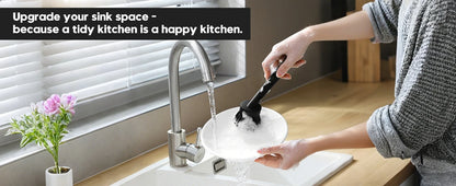 Matte Black Kitchen Soap Dispenser - Includes soap dispenser, sponge holder, towel rack and dish brush, suitable for kitchen cou