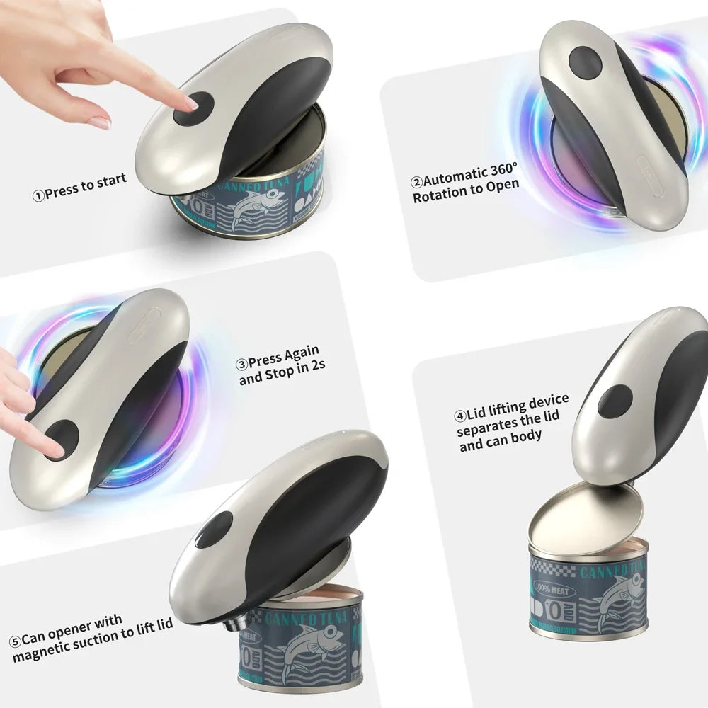 Electric Can Openers Rechargeable Jar Opener Automatic Tin Jar Bottle Machine Portable Kitchen Opening Tool One Touch Can Opener