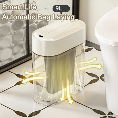 9L Smart Automatic Sensor Trash Can – Two-Way Sliding Lid, Bagging Adsorption, Wall-Mount Design