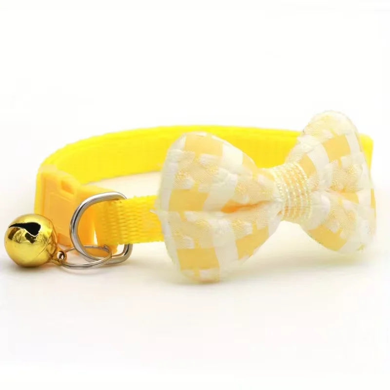 1 Piece Adjustable Plaid Cat Collar Tie Knot