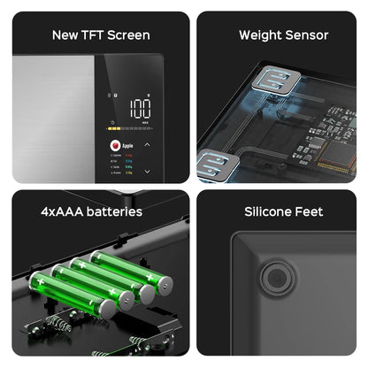 Smart Kitchen Scale – Stainless Steel Digital Food Scale with Calorie, Protein, Fat & Carb Calculator (5kg/11lb)