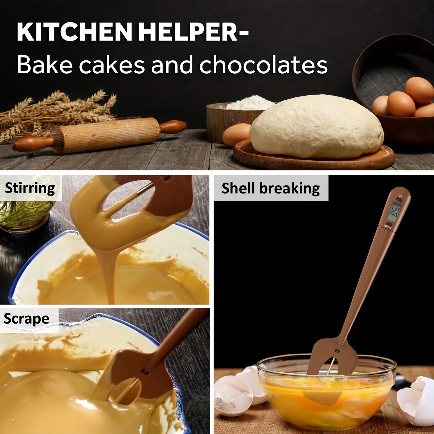 Digital Candy & Kitchen Thermometer with Spatula – Confectionery, Meat & Milk Tool