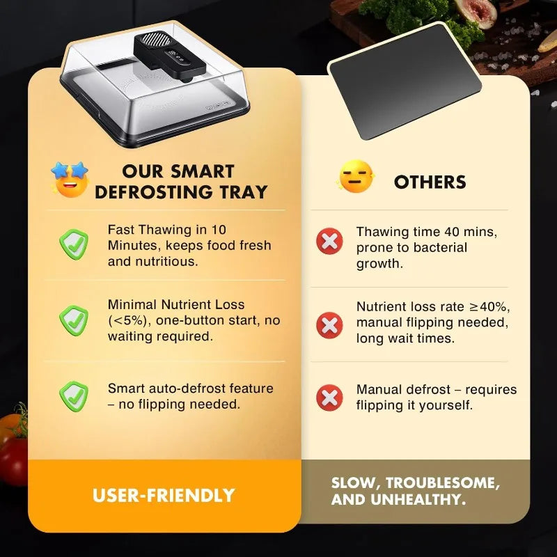 Rapid Defrosting Tray for Frozen Meat, Airflow Technology Thawing Mat Black