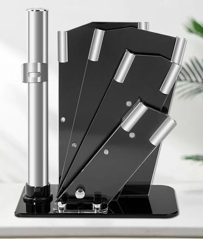 Transparent Acrylic Knife Holder – Fan-Shaped Multi-Functional Kitchen Organizer Rack