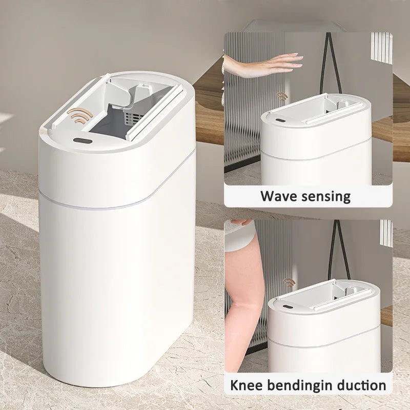 9L Smart Automatic Sensor Trash Can – Two-Way Sliding Lid, Bagging Adsorption, Wall-Mount Design