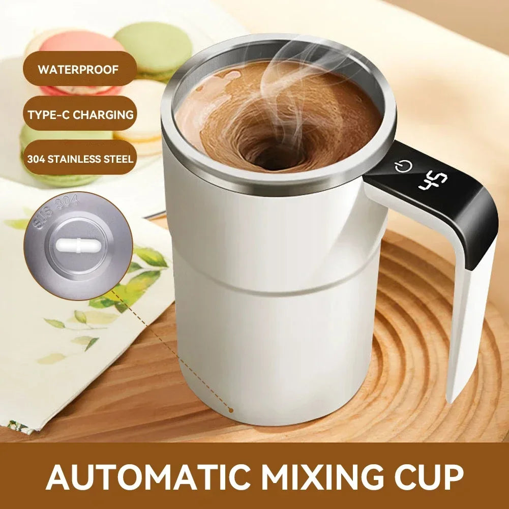 Mini Electric Self-Stirring Coffee Mug – USB Rechargeable 380ML Stainless Steel Cup