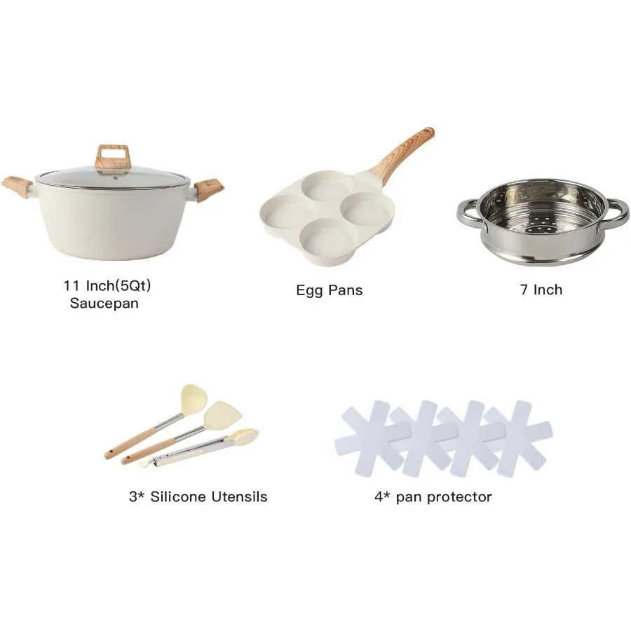 21PCS Non-Stick Cookware Set – Pots, Pans & Kitchen Cooking Essentials