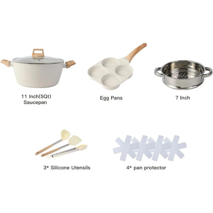 21PCS Non-Stick Cookware Set – Pots, Pans & Kitchen Cooking Essentials