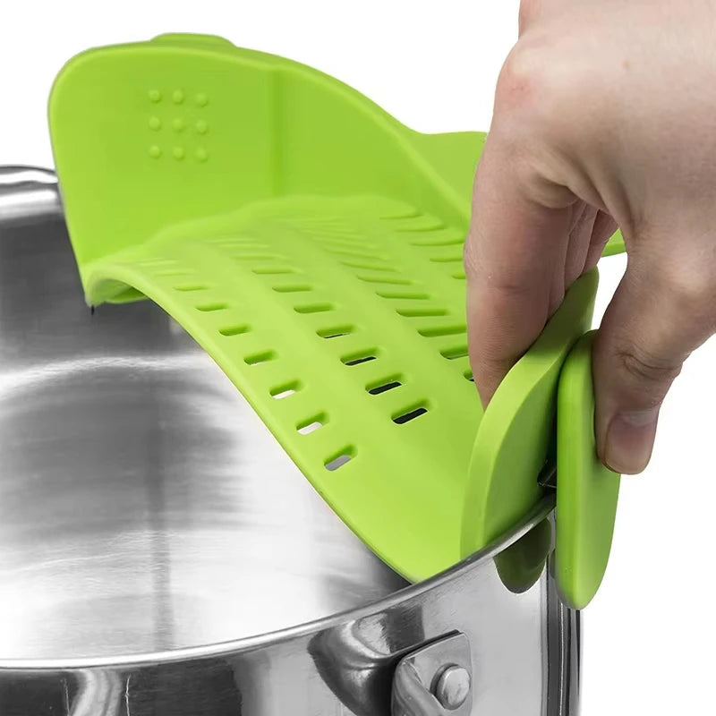 1pc Adjustable Silicone Clip-On Strainer – Handheld Pot Drainer for Pasta, Noodles &amp; Vegetables