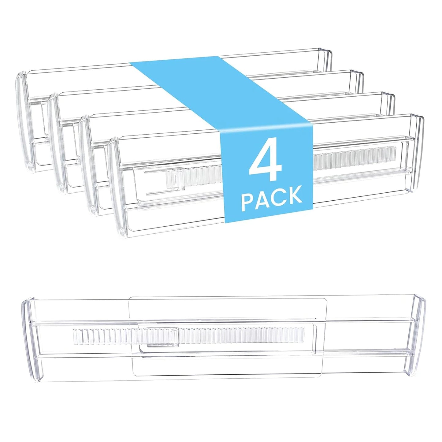 Drawer Dividers 4/6/8/12 Pack, Plastic Drawer Dividers for Baby Clothes, Kitchen Cutlery and Office Storage, Easy to Install