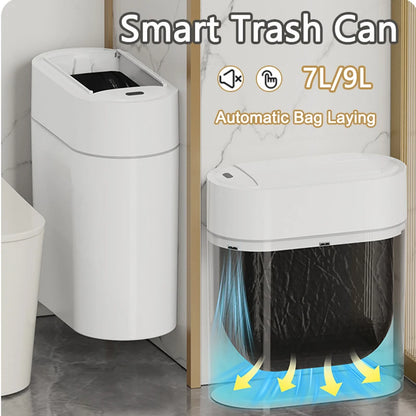 9L Smart Automatic Sensor Trash Can – Two-Way Sliding Lid, Bagging Adsorption, Wall-Mount Design