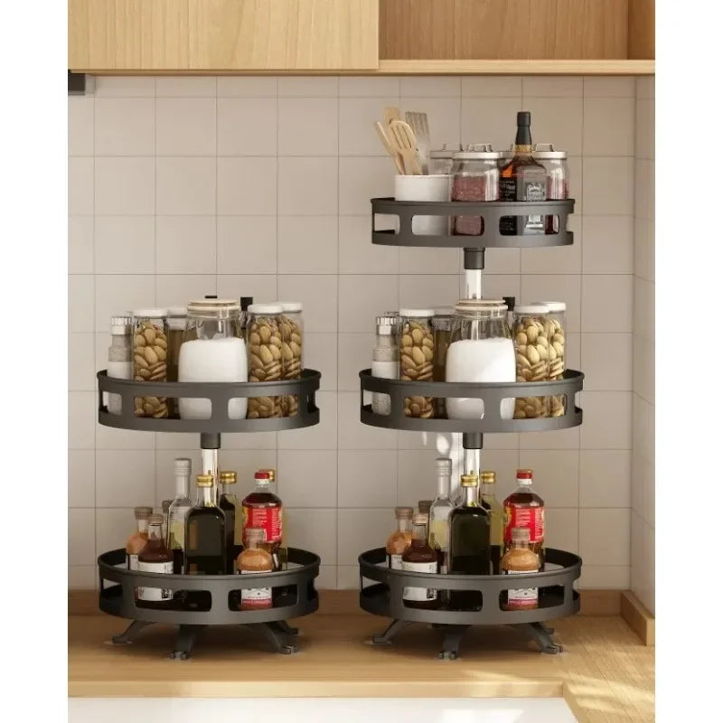 Non-Slip 360° Rotating Spice Rack – Multifunctional Kitchen Storage Tray