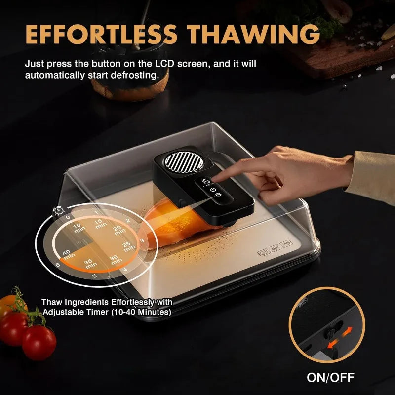 Rapid Defrosting Tray for Frozen Meat, Airflow Technology Thawing Mat Black