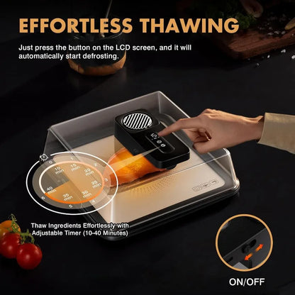 Rapid Defrosting Tray for Frozen Meat, Airflow Technology Thawing Mat Black