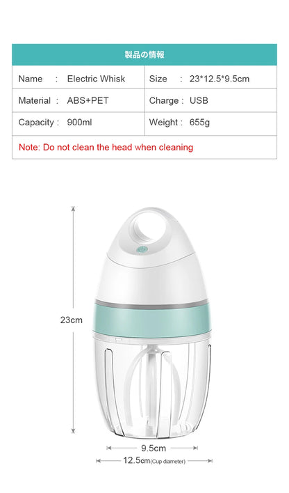 USB Rechargeable Automatic Whisk – Electric Milk Frother & Wireless Stand Mixer for Kitchen