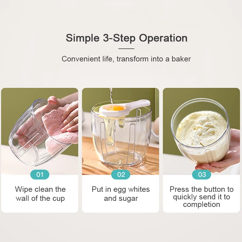 USB Rechargeable Automatic Whisk – Electric Milk Frother & Wireless Stand Mixer for Kitchen