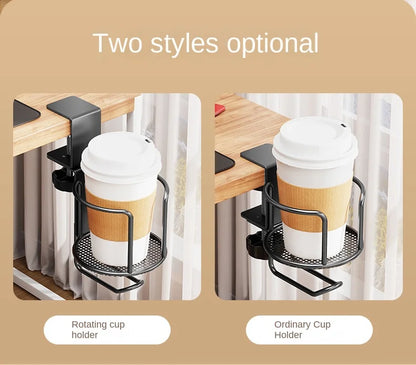 Upgrade 360° Rotating Cup Holder – Drill-Free Arm Clamp Mount for Desk or Table Edge | Anti-Spill & Anti-Fall Secure Cup & Tumbler Holder