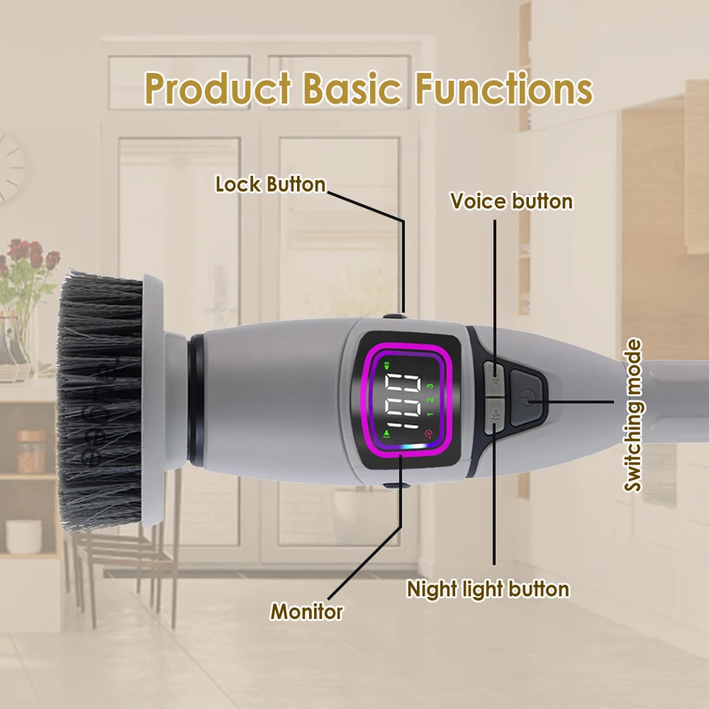 Electric Bathroom Cleaning Brush 10 in 1 Multifunctional Household Wireless Electric Spin Scrubber Cleaning for Kitchen Toilet