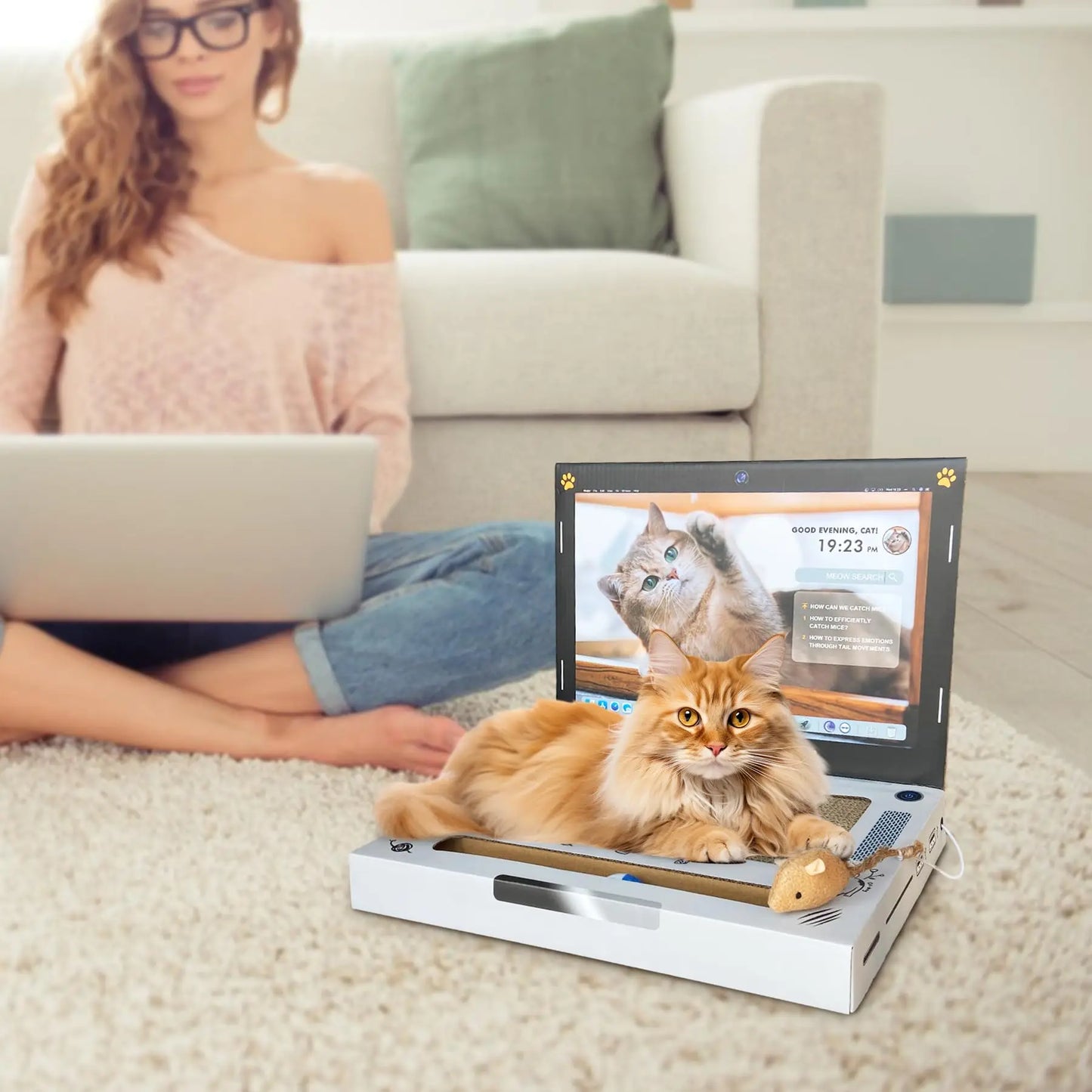 Cat Scratching Board Laptop