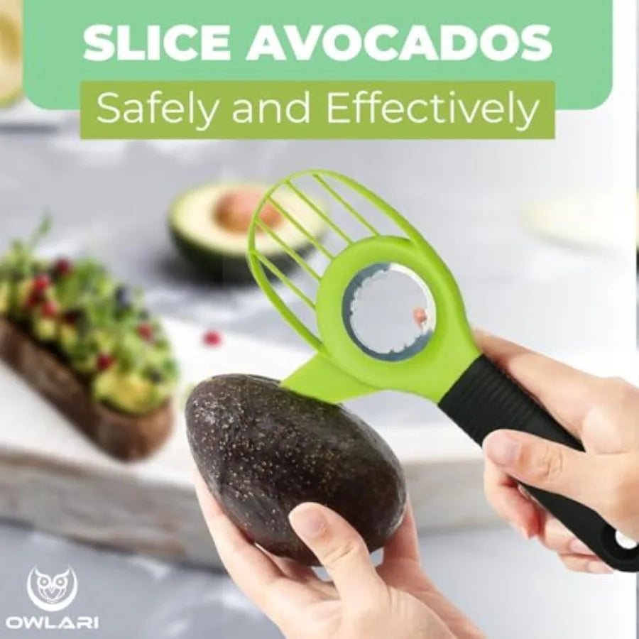 3 in 1 Avocado Tool Set with Avocado Cutter Pitter and Peeler Pineapple Corer and Slicer Peeler Crinkle Knife for Wavy Potato C