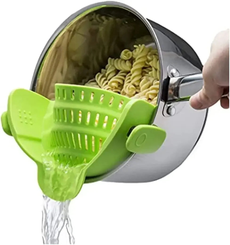 1pc Adjustable Silicone Clip-On Strainer – Handheld Pot Drainer for Pasta, Noodles &amp; Vegetables