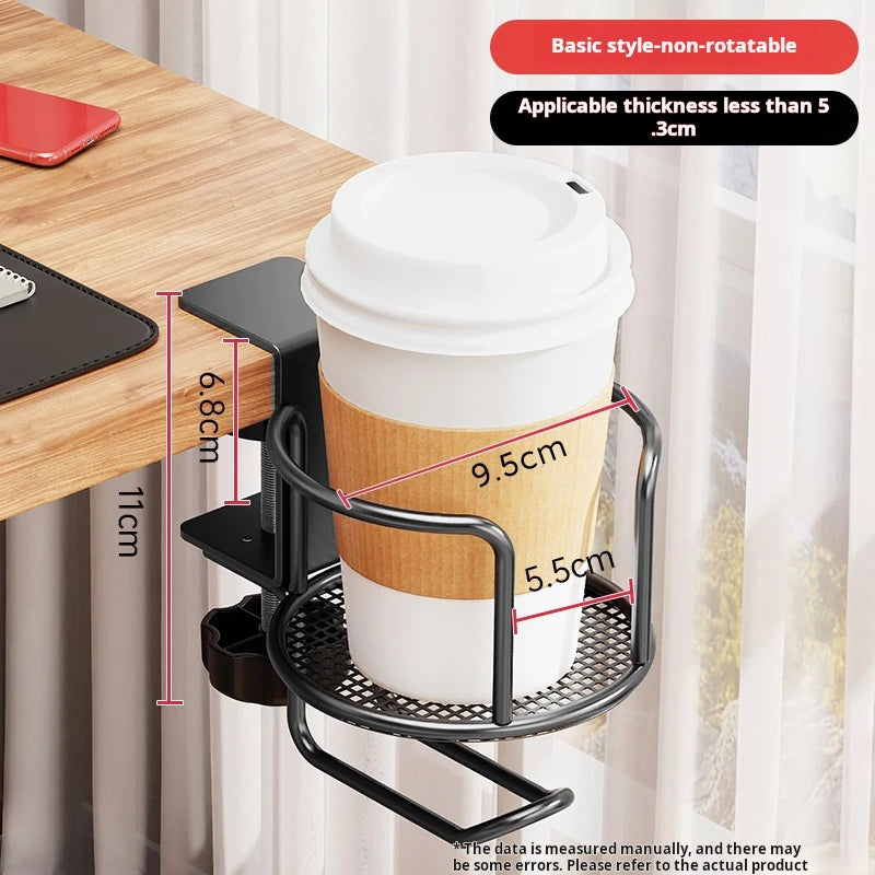 Upgrade 360° Rotating Cup Holder – Drill-Free Arm Clamp Mount for Desk or Table Edge | Anti-Spill & Anti-Fall Secure Cup & Tumbler Holder