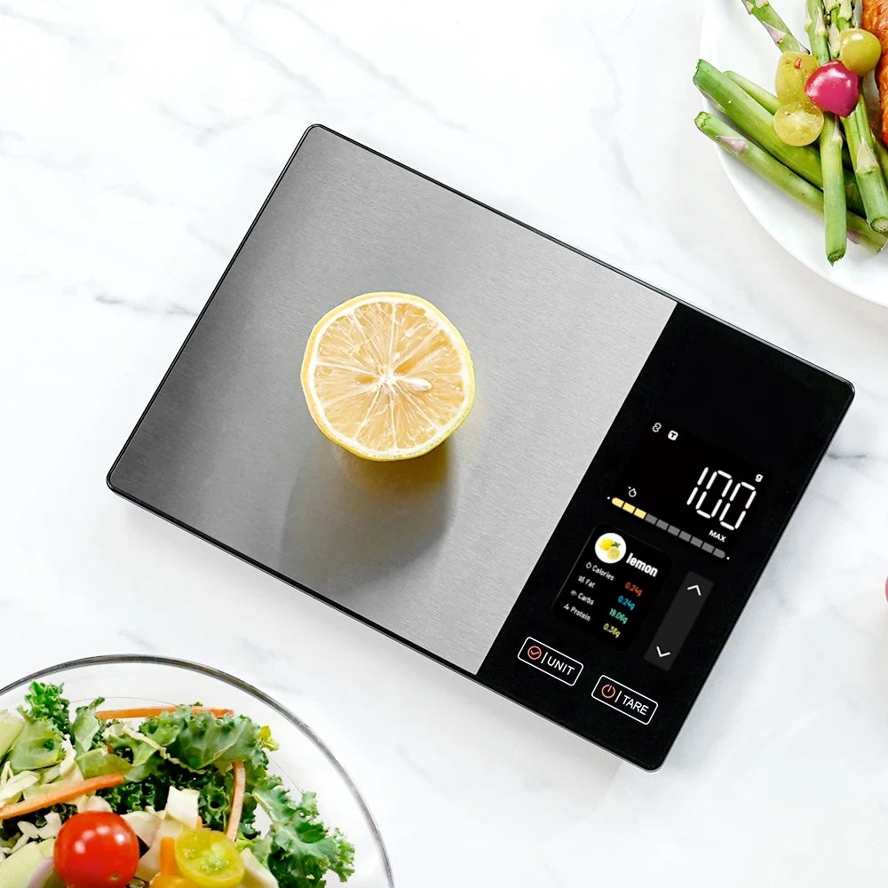 Smart Kitchen Scale – Stainless Steel Digital Food Scale with Calorie, Protein, Fat & Carb Calculator (5kg/11lb)