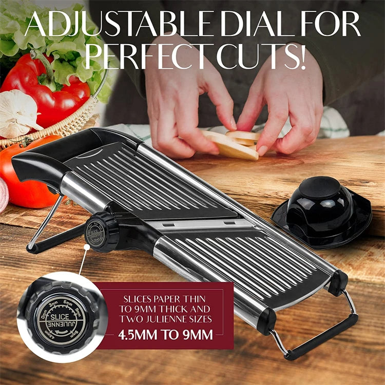 LMETJMA Adjustable Mandoline Slicer Stainless Steel Vegetable Slicer Chopper Cutter for Potato Tomato Onion Carrot JT213