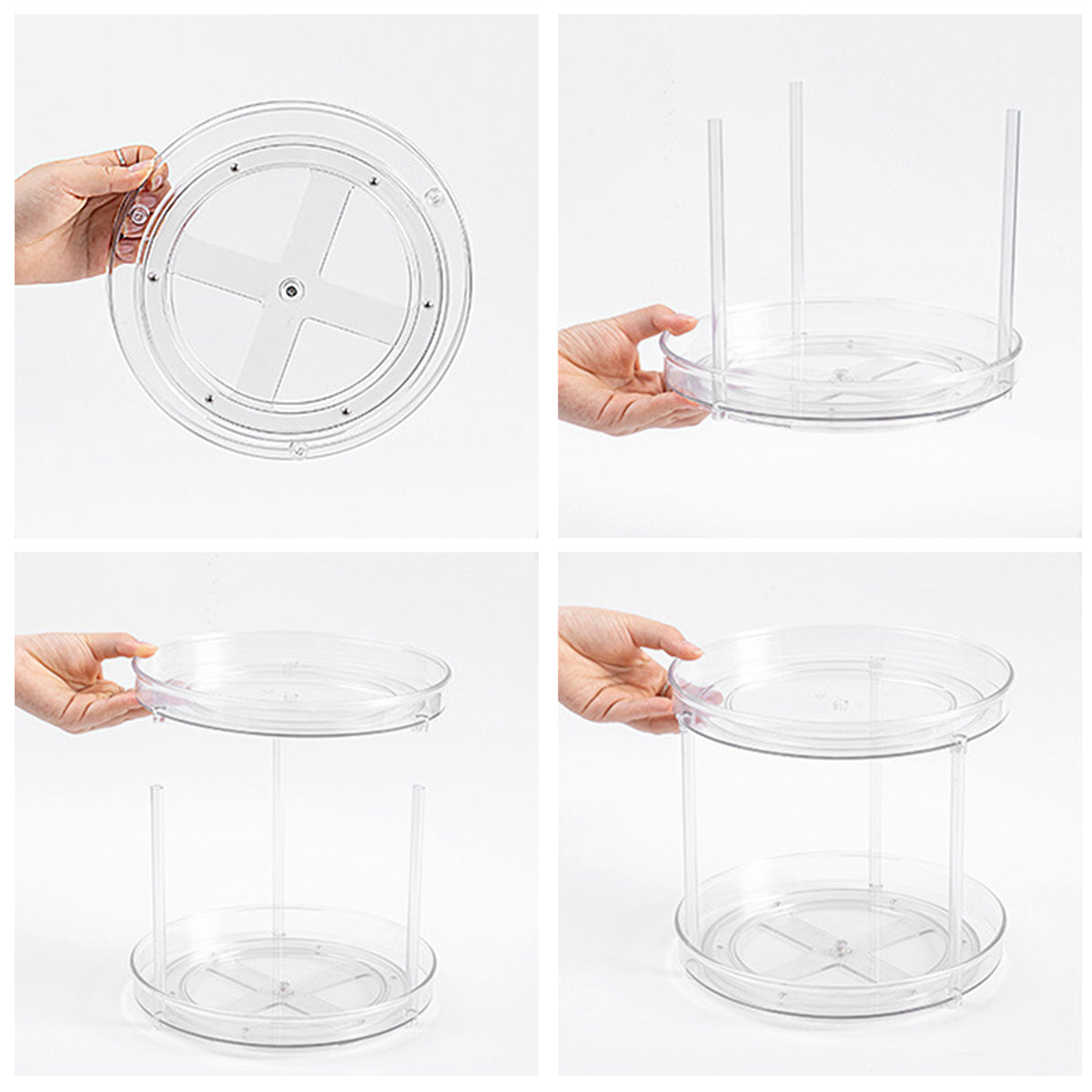 Turntable Organizer Multifunction Clear Rotating Storage Trays Plastic Kitchen Turntable Spice Rack Cosmetic Makeup Organizer