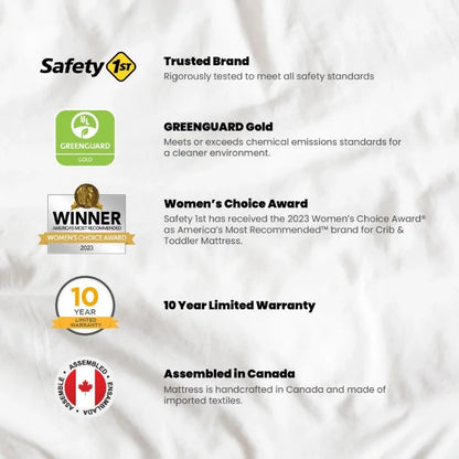 Safety 1st Sweet Dreams 5" Crib & Toddler Mattress – Waterproof Cover | Greenguard Gold Certified