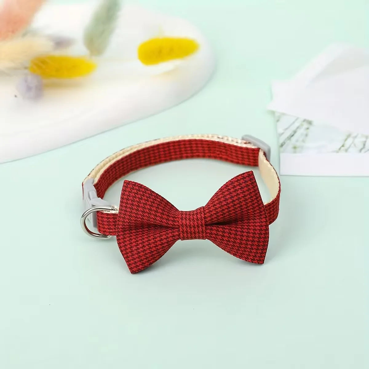 1 Piece Adjustable Plaid Cat Collar Tie Knot