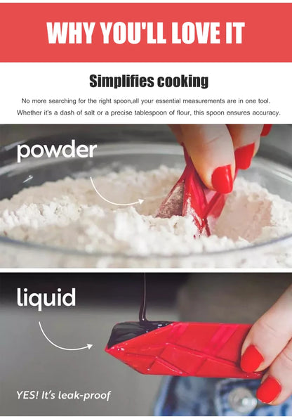 Measuring Spoons Set Adjustable - Flat 3-in-1 Folding Design with 6-in-1 Capacity | Magnetic 4-Piece Silicone Spoons for Tbsp Tsp | Food-Grade Kitchen Tool (4 Piece)