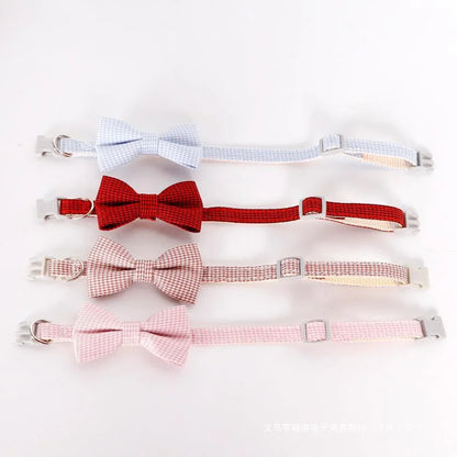 1 Piece Adjustable Plaid Cat Collar Tie Knot