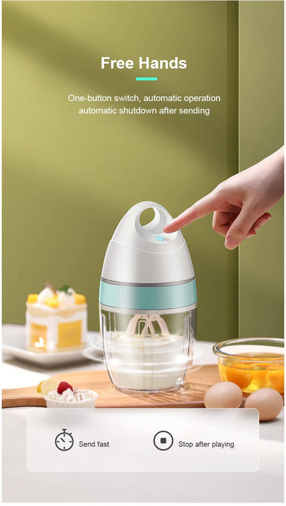 USB Rechargeable Automatic Whisk – Electric Milk Frother & Wireless Stand Mixer for Kitchen