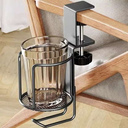 Upgrade 360° Rotating Cup Holder – Drill-Free Arm Clamp Mount for Desk or Table Edge | Anti-Spill & Anti-Fall Secure Cup & Tumbler Holder