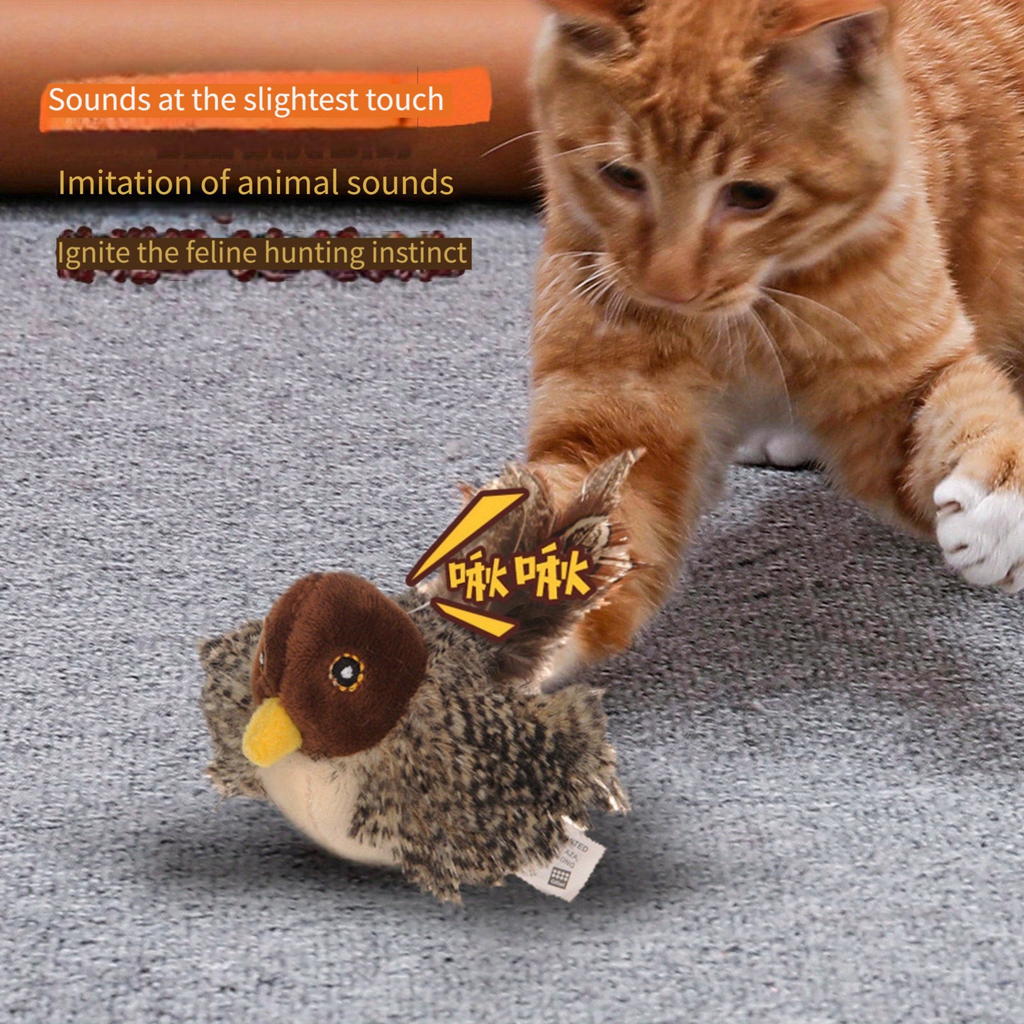 Interactive Plush Bird Cat Toy